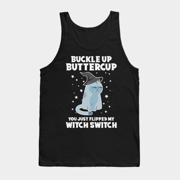 Grumpy Witch Cat Funny Halloween Gift For Cat Lovers Tank Top by BadDesignCo